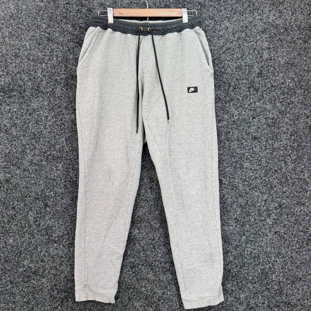 Nike Sportswear Mens Fleece Joggers Gray Black Waistband Tapered Sweatpants L